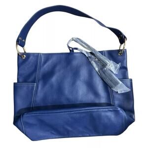 LAGGO Andrea Leather Hobo Shoulder Bag Side Pockets With Tassel Purse